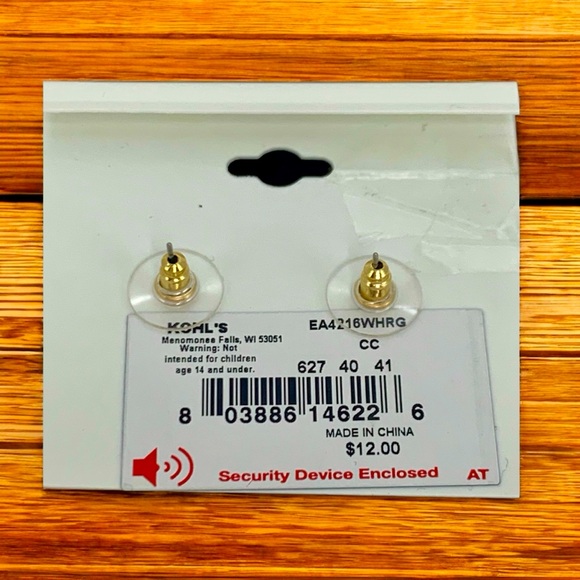 LC Lauren Conrad Gold Plated Flower With Moonstone Like Center Stud Earrings - Picture 5 of 5